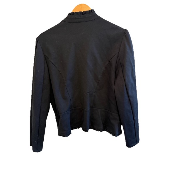 INC International Concepts Blk Ruffle Trim Open Front Jacket Blazer XL - Picture 3 of 6